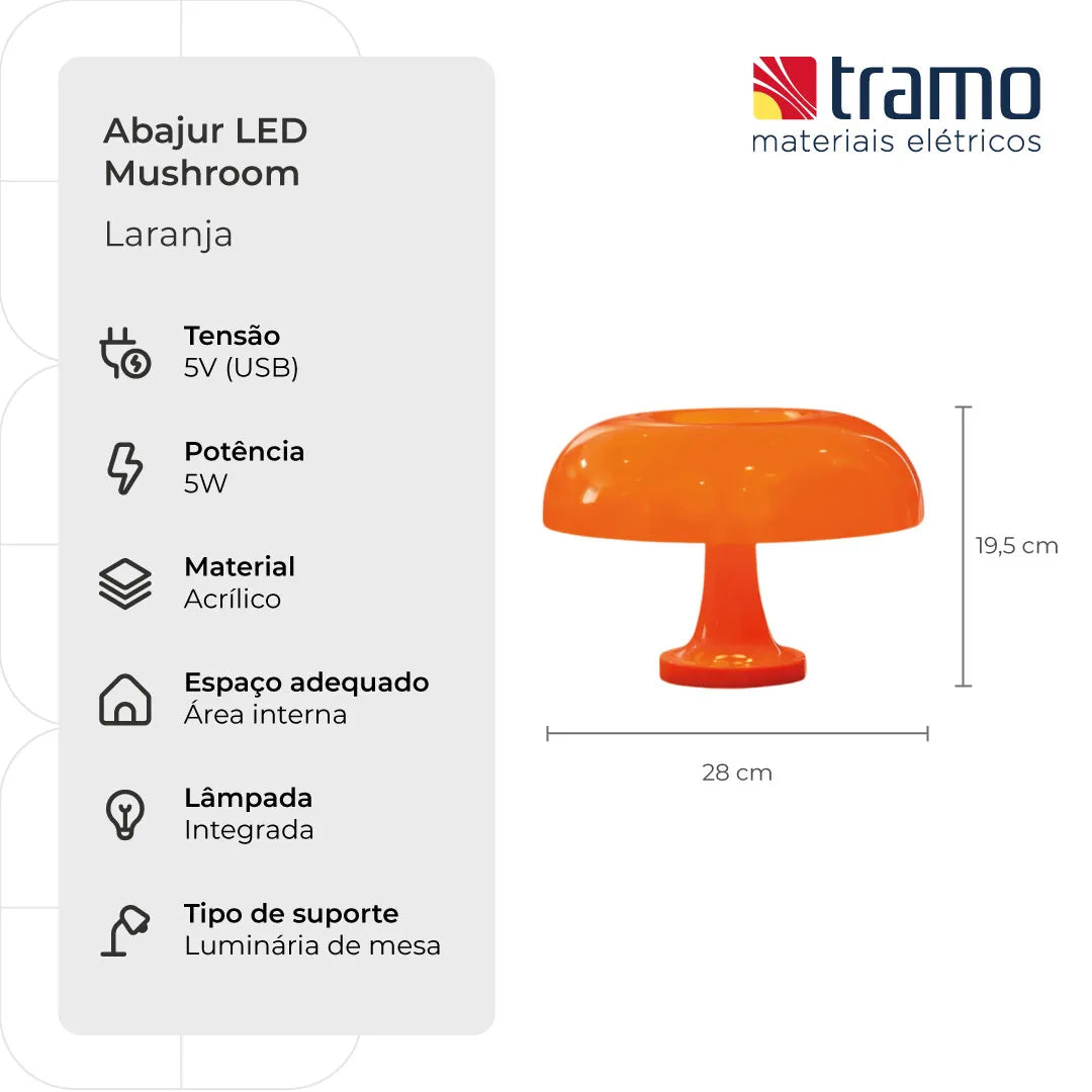 Abajur LED Mushroom | Loja Tramo