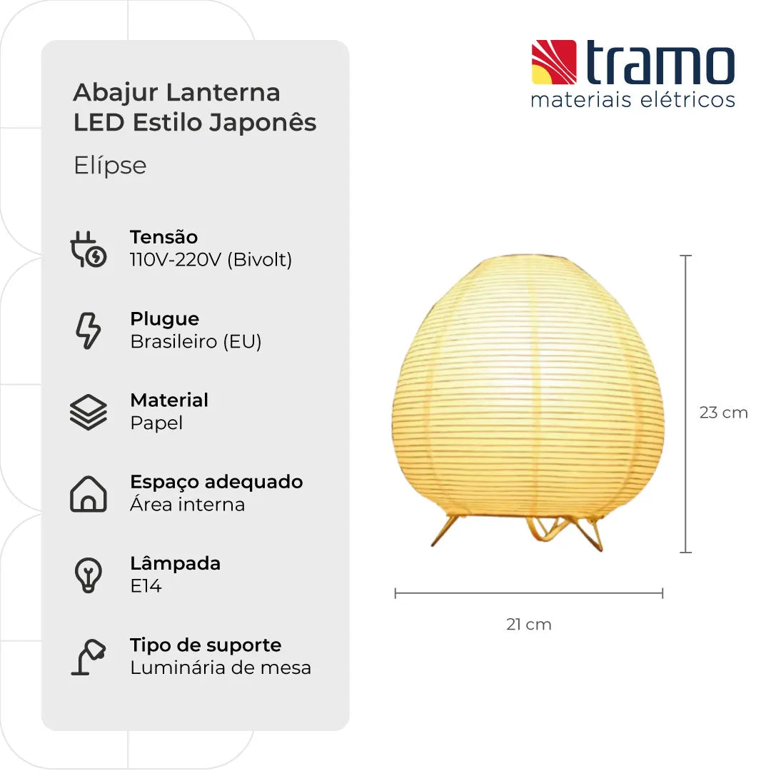 Abajur Lanterna LED Estilo Japonês | Loja Tramo