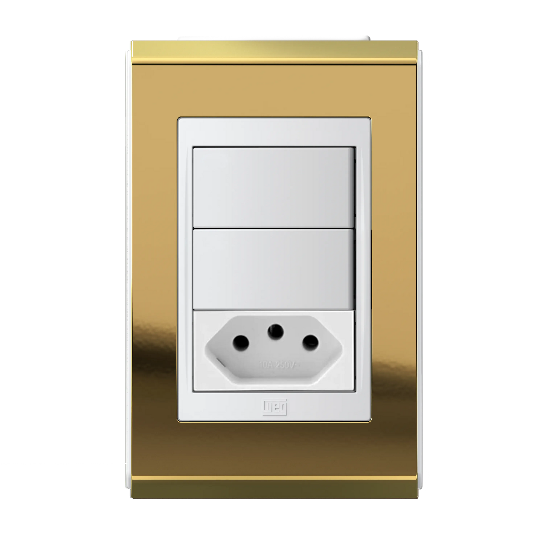 Conjunto 2 Interruptores Simples/Paralelo LED + Tomada 2P+T 10A OU 2 Interruptores Simples + Tomada 2P+T 10A (Refinatto) | Loja Tramo