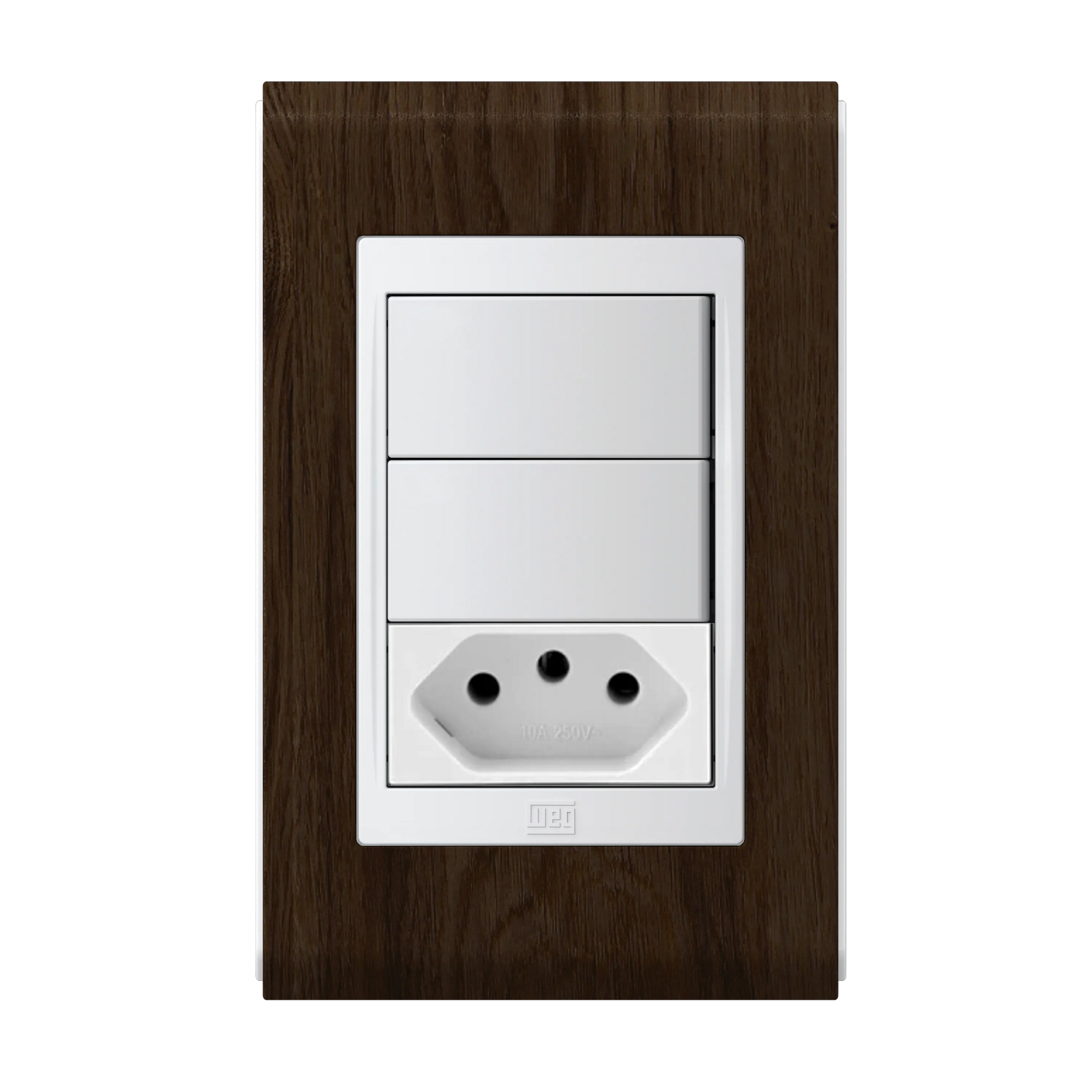 Conjunto 2 Interruptores Simples/Paralelo LED + Tomada 2P+T 10A OU 2 Interruptores Simples + Tomada 2P+T 10A (Refinatto) | Loja Tramo