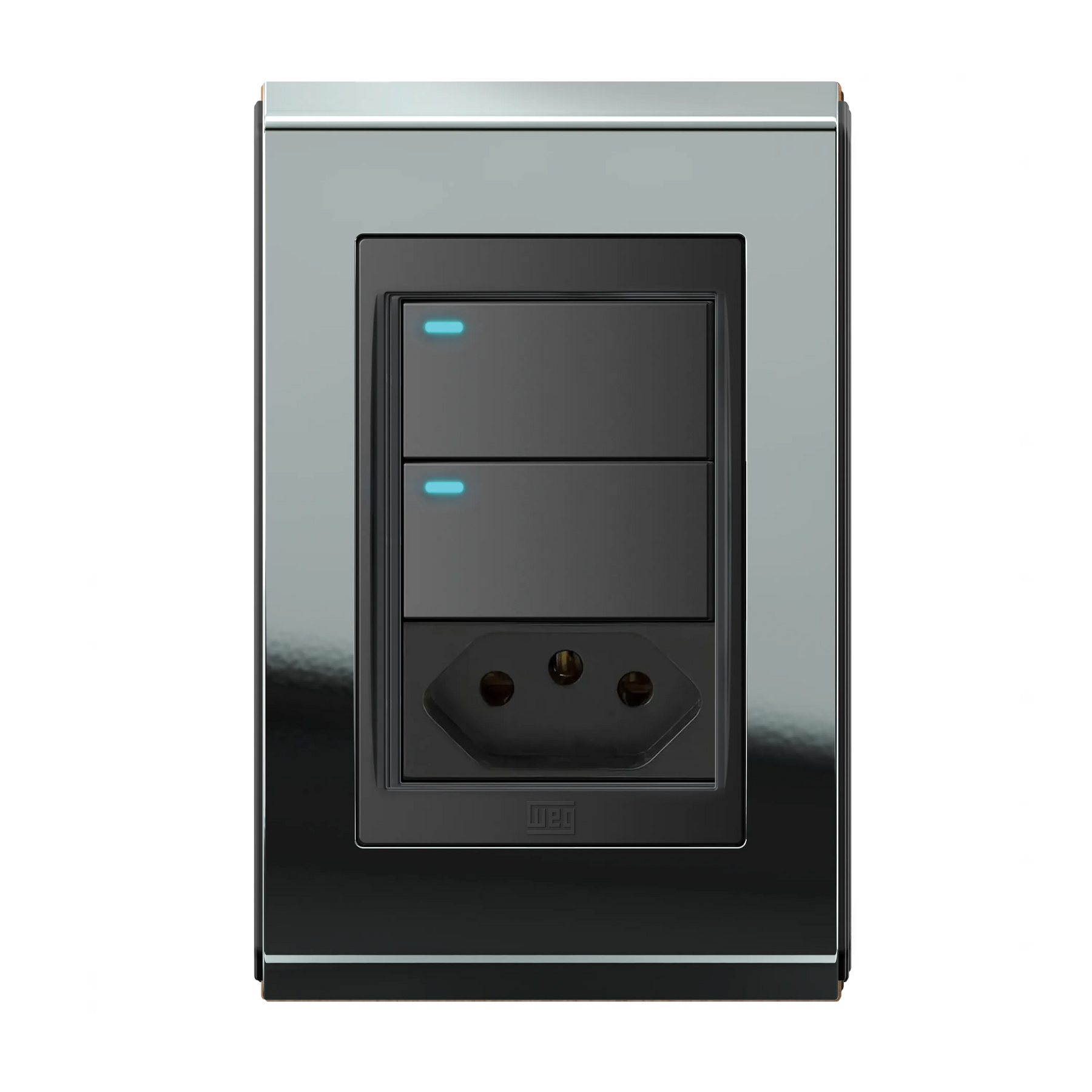 Conjunto 2 Interruptores Simples/Paralelo LED + Tomada 2P+T 10A OU 2 Interruptores Simples + Tomada 2P+T 10A (Refinatto) | Loja Tramo