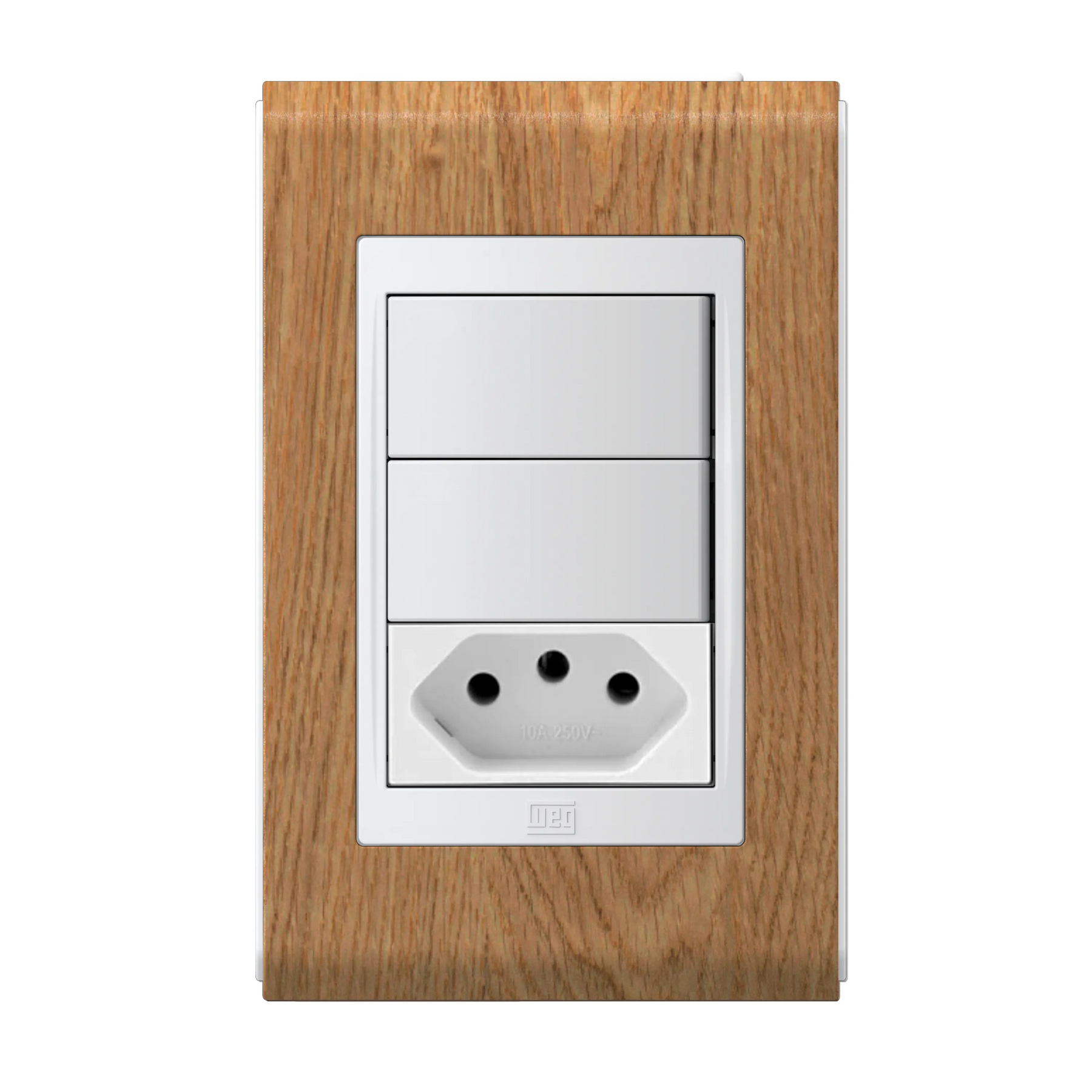 Conjunto 2 Interruptores Simples/Paralelo LED + Tomada 2P+T 10A OU 2 Interruptores Simples + Tomada 2P+T 10A (Refinatto) | Loja Tramo