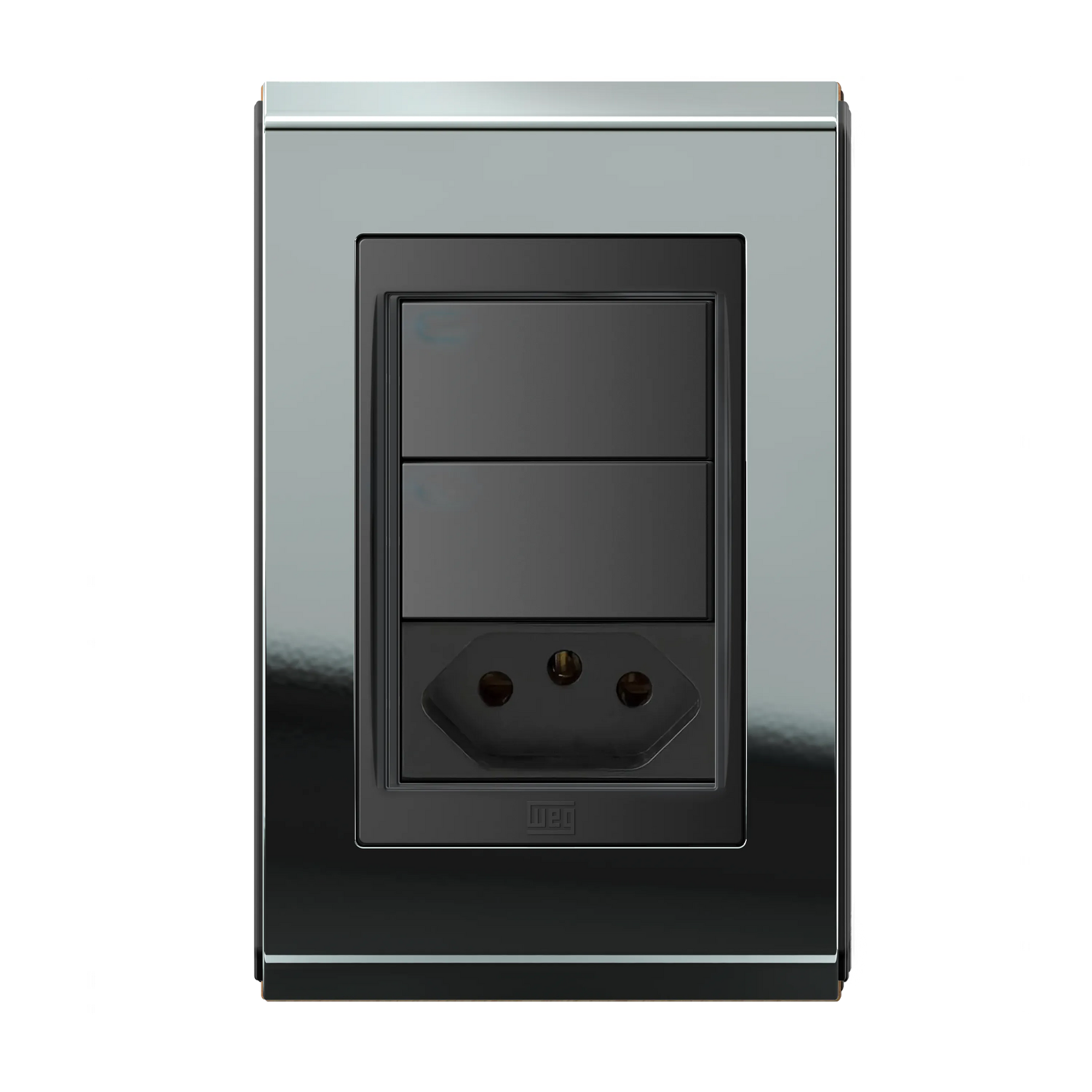 Conjunto 2 Interruptores Simples/Paralelo LED + Tomada 2P+T 10A OU 2 Interruptores Simples + Tomada 2P+T 10A (Refinatto) | Loja Tramo