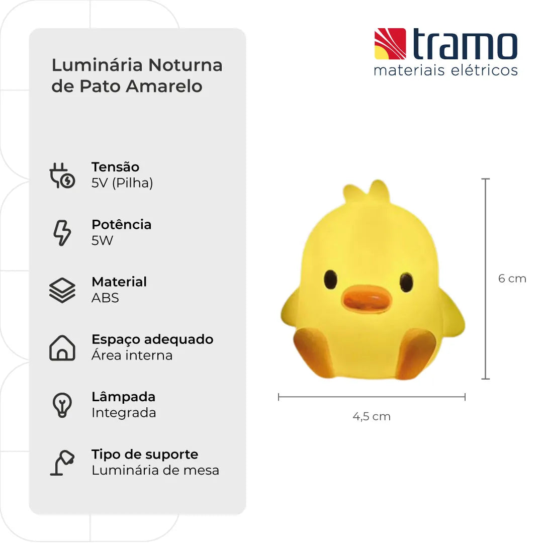 Luminária Noturna de Pato Amarelo | Loja Tramo