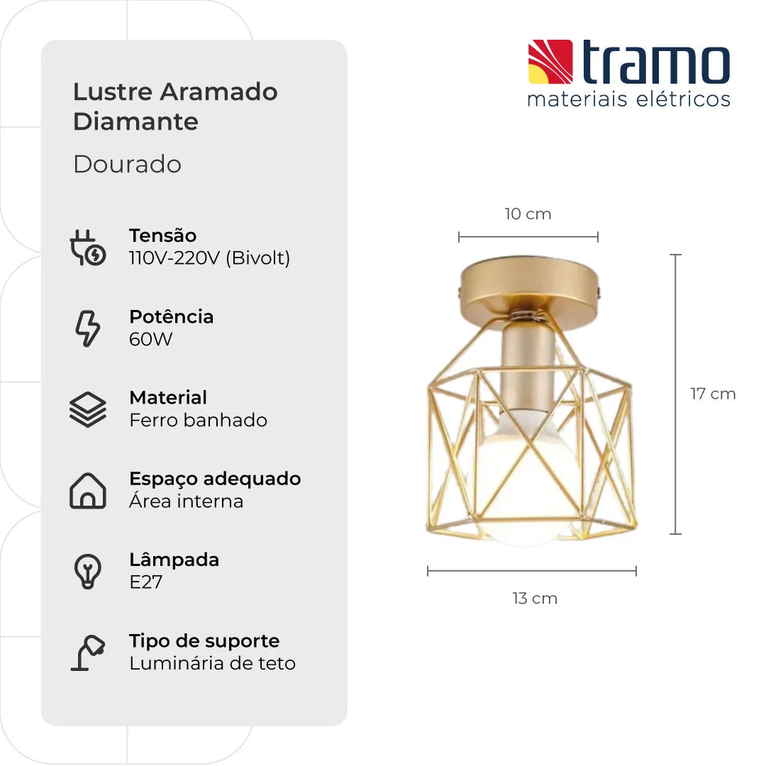 Lustre Aramado Diamante | Loja Tramo