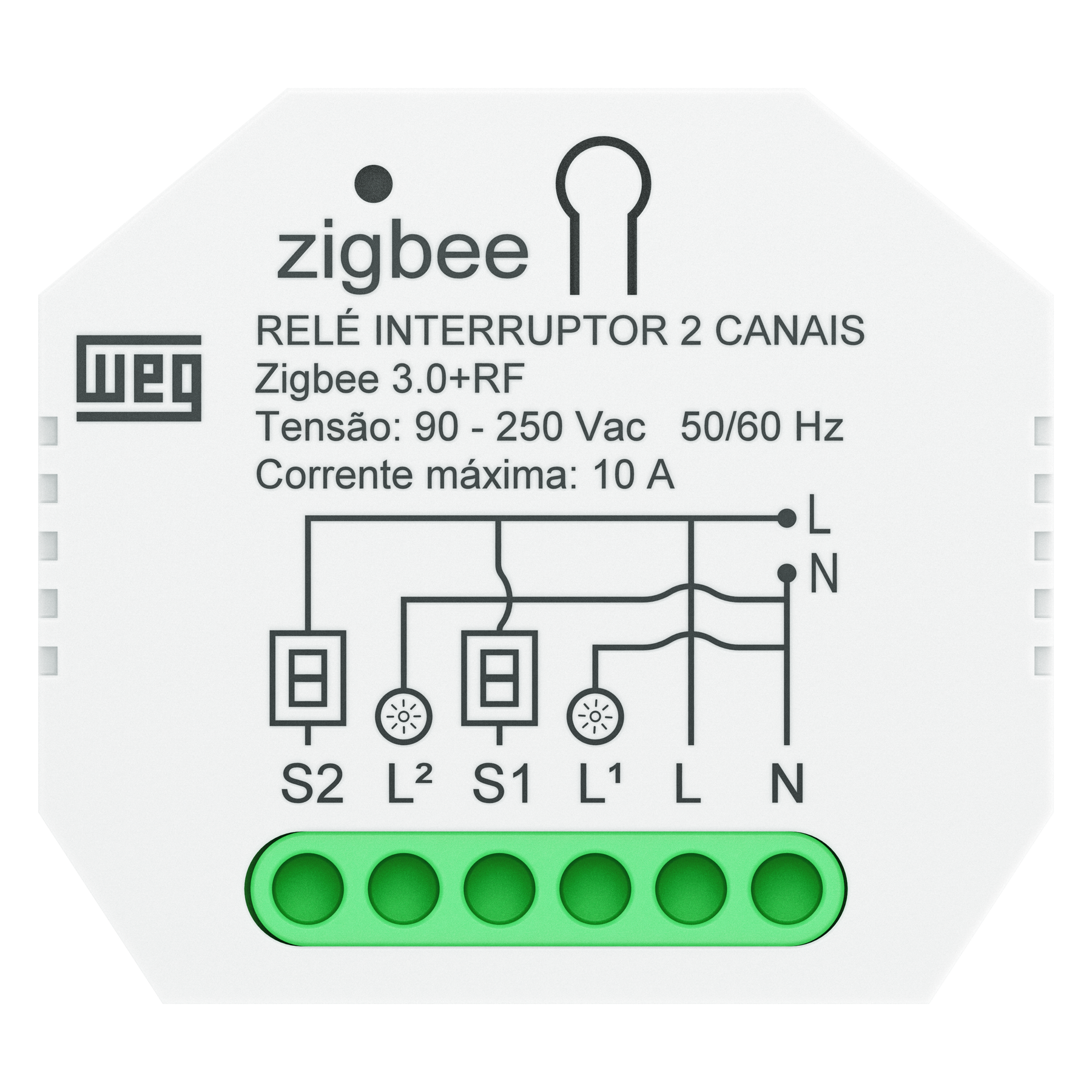 RELÉ INTERRUPTOR 1C BIVOLT WI-FI+RF WEG HOME | Loja Tramo