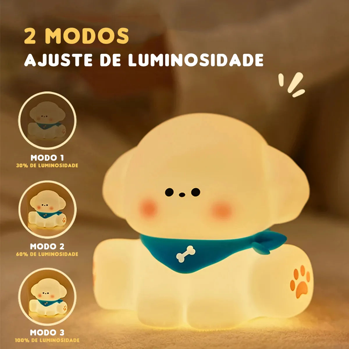 Abajur de Silicone Cute Dog | Loja Tramo
