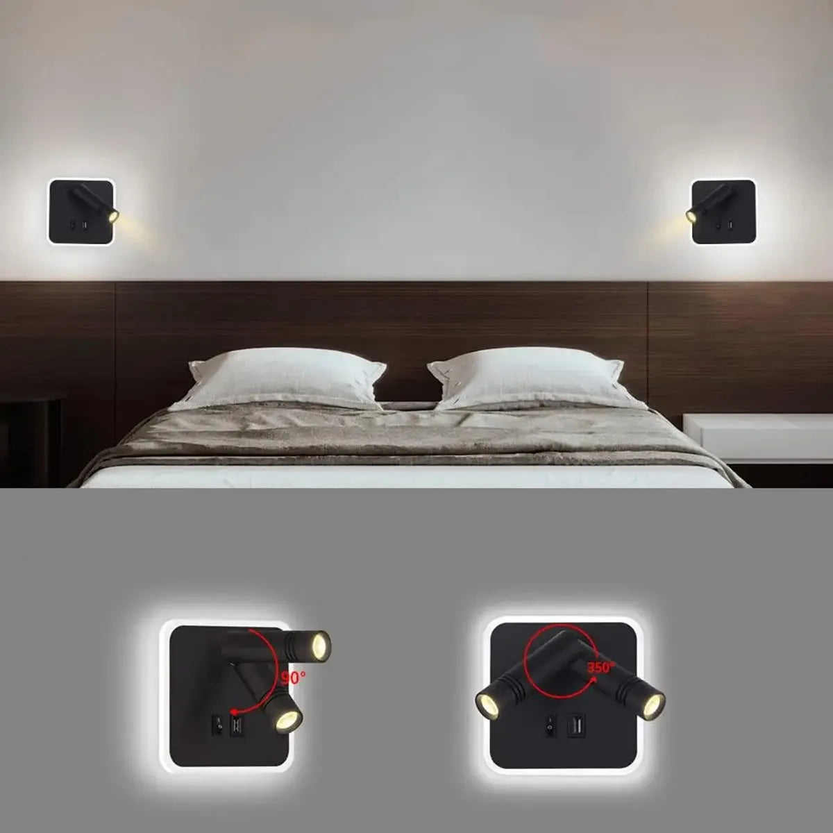 Lâmpada LED para cabeceira com USB | Loja Tramo