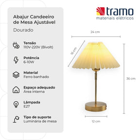 Abajur Candeeiro de Mesa Ajustável | Loja Tramo
