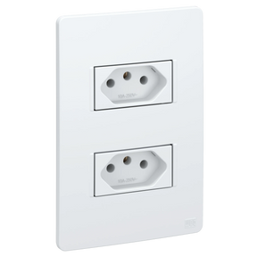 Conjunto 2 tomadas 2P+T 10A ou 20A - 250V CA + placa 4x2” + suporte (Esatta) | Loja Tramo