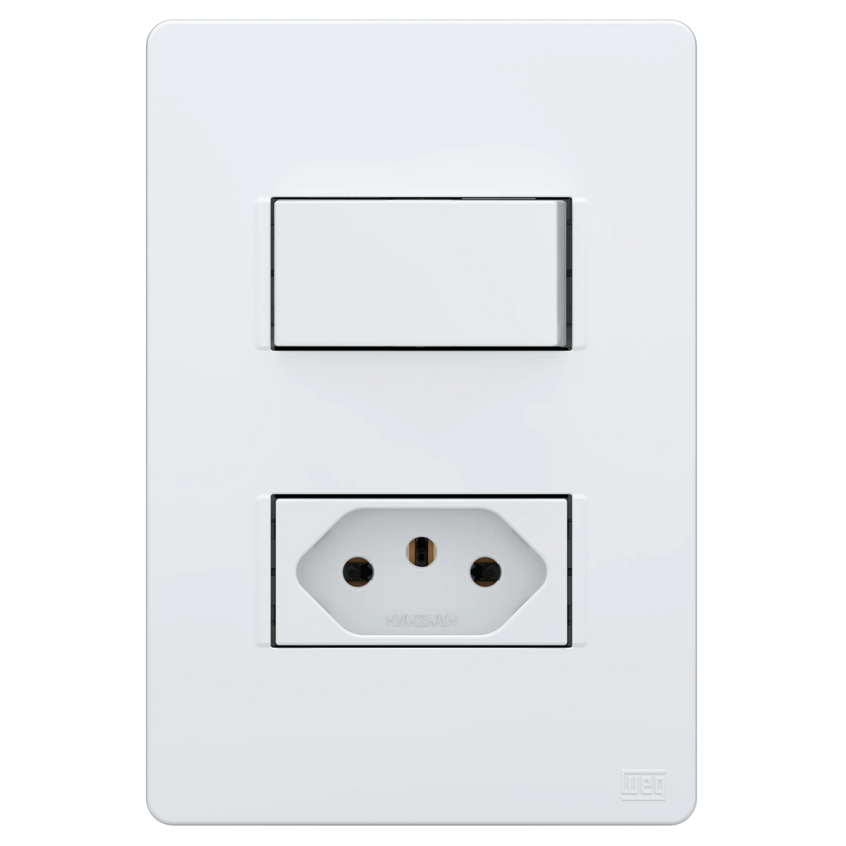 Conjunto 1 interruptor simples + 1 tomada 2P+T 10A ou 20A - 250V CA + placa 4x2” + suporte (Esatta) | Loja Tramo