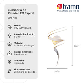 Luminária de Parede LED Espiral | Loja Tramo